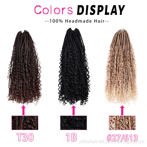 High Quality Black 20 Inch Hippie Locs Boho Faux Locs With Curly Hair Goddess Locs Crochet Synthetic Braids Hair Extensions
